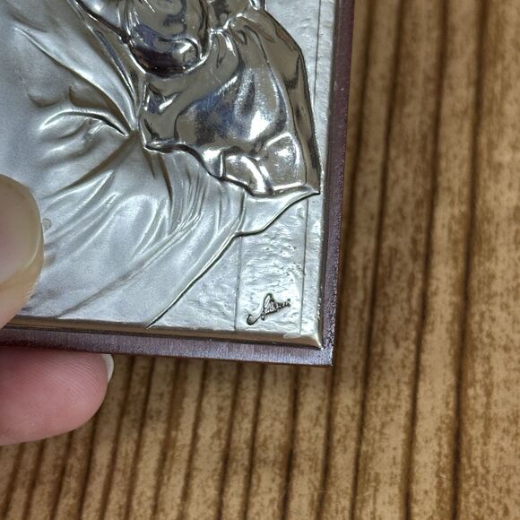 Madonna & Child Sterling Silver Standing Plaque AN Ag 2g 22 Silver - Picture 3 of 7